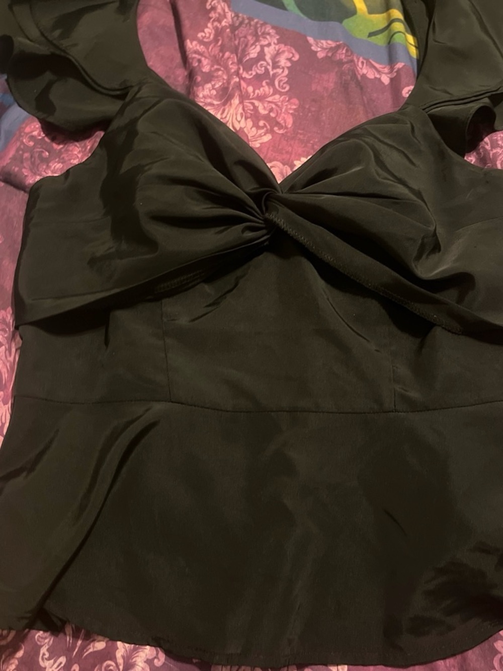 Express Black Bow-Front Women's Top